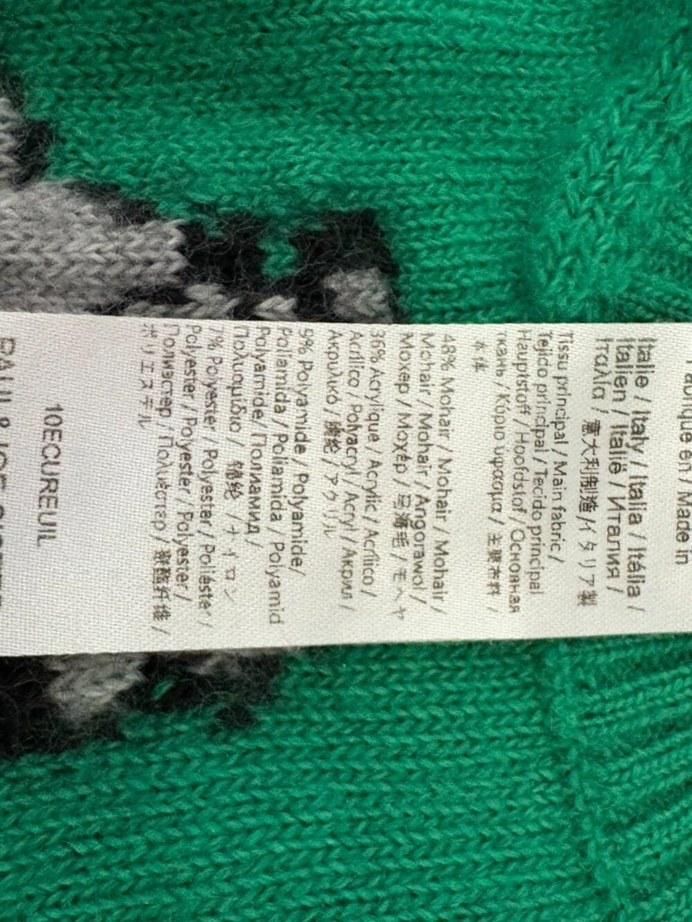 Paul and Joe Green Sweater with Grey Squirrel Motif size 2 - Picture 4 of 8
